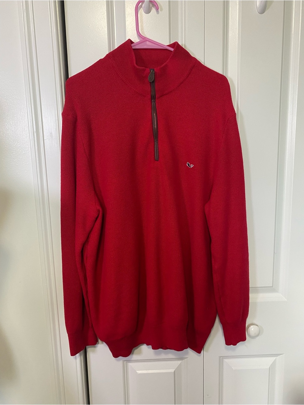 Vineyard Vines Red Half-Zip Knit Sweater - Men